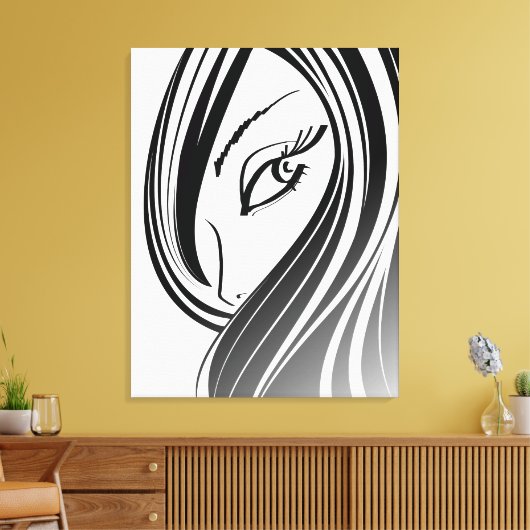 Beauty Girl Gesicht Wrapped Canvas Leinwanddruck (Insitu (Wohnzimmer))