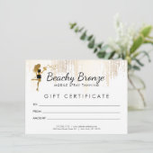 Beauty Girl Gold Bronze Rain Muster Geschenkkarte (Stehend Vorderseite)