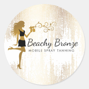 Beauty Girl Gold Bronze Rain Muster Spray Tanning Runder Aufkleber