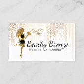 Beauty Girl Gold Bronze Rain Muster Spray Tanning Visitenkarte (Vorderseite)