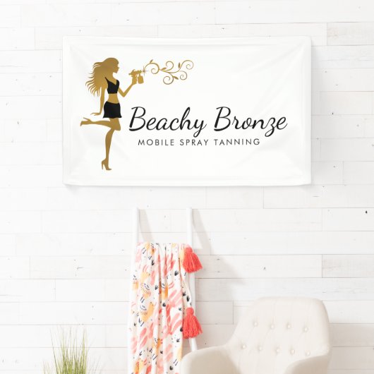 Beauty Girl Gold Bronze Spray Tanning Banner (Insitu)