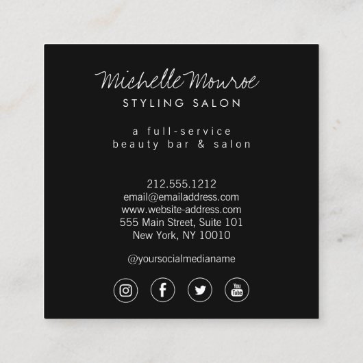 Beauty Girl Haar Stylist Salon Mode Pink Quadratische Visitenkarte (Rückseite)