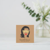 Beauty Girl Hair Stylist, Mode, Boutique Tan Quadratische Visitenkarte (Stehend Vorderseite)