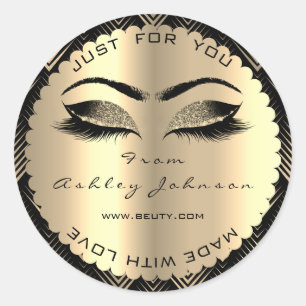 Beauty Glitzer Sepia Gold Lash aus Liebe Runder Aufkleber