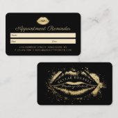 Beauty Gold Dusted Lips Black & Gold Luxuriöse Terminkarte (Vorne/Hinten)
