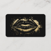 Beauty Gold Dusted Lips Black & Gold Luxuriöse Terminkarte (Rückseite)