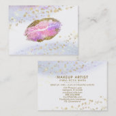 *~* Beauty Gold Pastel Glitzer Rosa Lippen Makeup Visitenkarte (Vorne/Hinten)