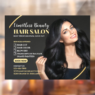 Beauty Hair Salon Brünett Modellshop Fensteraufkleber