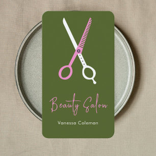 Beauty Hair Salon Pink Lime Green Business Card Visitenkarte