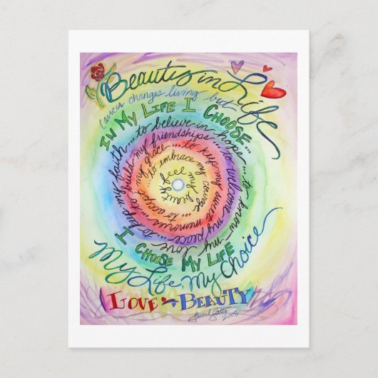 Beauty in Life Rounded Rainbow Postcard Postkarte (Vorderseite)