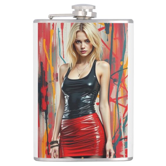 Beauty in Vinyl eingeschlagener Flachmann (Vorderseite)