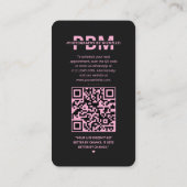 Beauty Instagram Fotos Black Pink Ästhetik Visitenkarte (Rückseite)