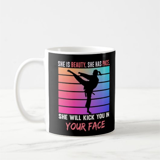 Beauty Karate Girl Kick You Taekwondo Jiu Jitsu Kaffeetasse (Links)