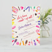 Beauty Kosmetisches Haarstil Make-up Brautparty Einladung (Stehend Vorderseite)