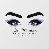 Beauty Lash Brow Business Lila Glitzer Fensteraufkleber (Blatt)