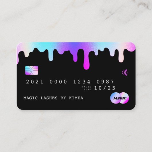 Beauty Lash Nail Tech Lila & rosa Credit Style Visitenkarte (Vorderseite)