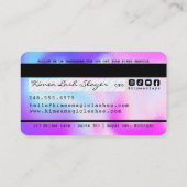 Beauty Lash Nail Tech Lila & rosa Credit Style Visitenkarte (Rückseite)