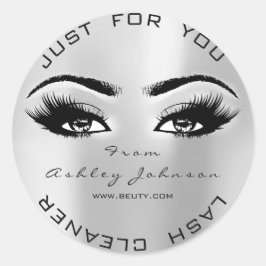 Beauty Lashes Erweiterung Makeup Cleaner Grau Runder Aufkleber