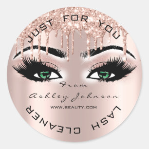 Beauty Lashes Tropfen Pink Green Lashes Runder Aufkleber