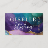 Beauty Lila Gold Wavy Wasserfarbe Visitenkarte (Vorderseite)