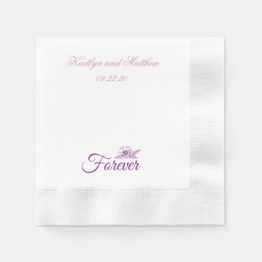 Beauty Lila Pur Wedding Floral Serviette (Vorderseite)