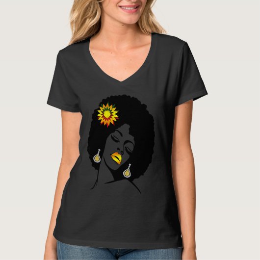 Beauty Lips Flower Black Girl Magic Afro Diva  Mel T-Shirt (Vorderseite)