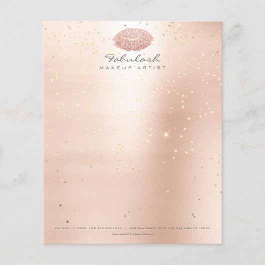 Beauty Lips Kiss Makeup Artist Confetti Rose Rodel Flyer (Vorne)