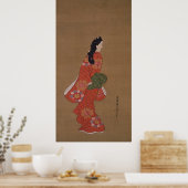 Beauty Looking Back by Hishikawa Moronobu Poster (Küche)