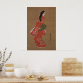 Beauty Looking Back by Hishikawa Moronobu Poster (Küche)