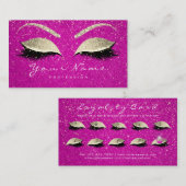Beauty Loyalty Card 10 Lash Hot Pink Gold Crown Treuekarte (Vorne/Hinten)
