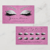 Beauty Loyalty Card 10 Lash Pink Gray Silver Crown Treuekarte (Vorne/Hinten)