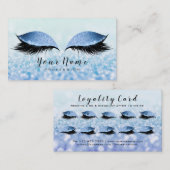 Beauty Loyalty Card 10 Makeup Lashes Blue Glitzer1 Treuekarte (Vorne/Hinten)