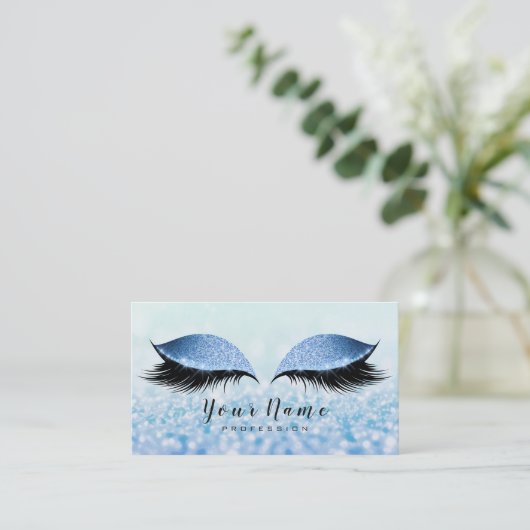Beauty Loyalty Card 10 Makeup Lashes Blue Glitzer1 Treuekarte (Stehend Vorderseite)