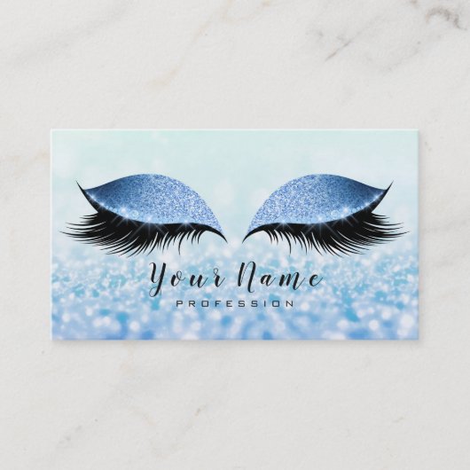 Beauty Loyalty Card 10 Makeup Lashes Blue Glitzer1 Treuekarte (Vorderseite)