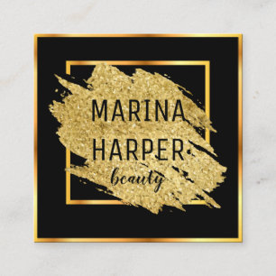 Beauty Luxury Black Gold Elegantes Design Quadratische Visitenkarte