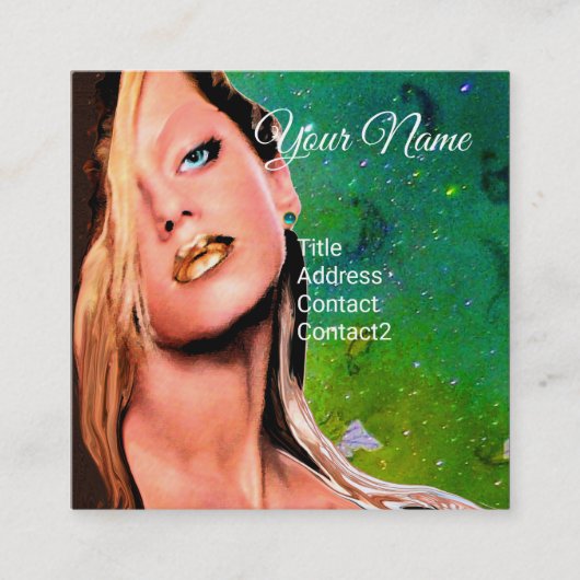 BEAUTY MAKEUP ARTIST COSMETICS Monogramm Grün Quadratische Visitenkarte (Vorderseite)