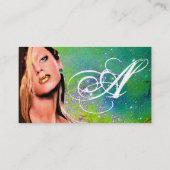 BEAUTY MAKEUP ARTIST COSMETICS Monogramm Grün Visitenkarte (Rückseite)