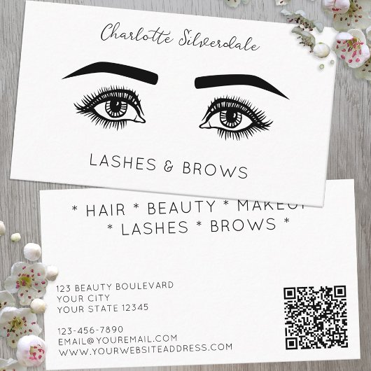Beauty Makeup Artist Eyelashes QR Code Visitenkarte