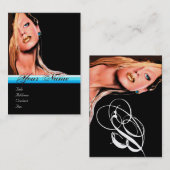 BEAUTY MAKEUP ARTIST monogram blue saphire schwarz Visitenkarte (Vorne/Hinten)