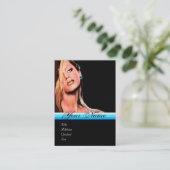 BEAUTY MAKEUP ARTIST monogram blue saphire schwarz Visitenkarte (Stehend Vorderseite)