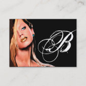 BEAUTY MAKEUP ARTIST monogram blue saphire schwarz Visitenkarte (Rückseite)