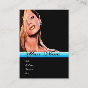 BEAUTY MAKEUP ARTIST monogram blue saphire schwarz Visitenkarte