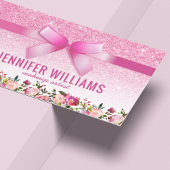 Beauty Makeup Artist Pink Glitzer Floral Visitenkarte