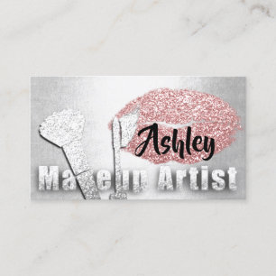 Beauty Makeup Artist Termin Card Rose Silver Visitenkarte