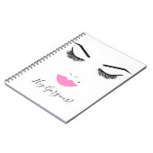 Beauty Makeup Face Lashes & Pink Lips Chic Notizblock (Linke Seite)