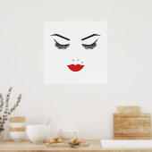Beauty Makeup Face Lashes & Rote Lippen Chic Poster (Küche)