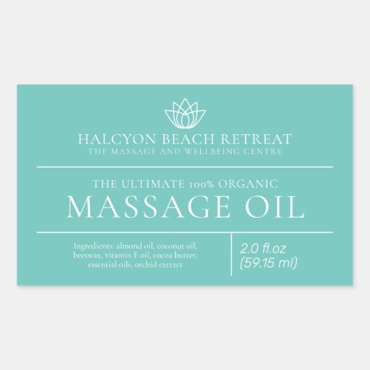 Beauty Massage Öl aqua Produkt Etikett Rechteckiger Aufkleber (Vorderseite)