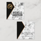 Beauty-Metallic-Logo | QR-Code | Bus zum Marmorpla Quadratische Visitenkarte (Vorne/Hinten)