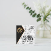 Beauty-Metallic-Logo | QR-Code | Bus zum Marmorpla Quadratische Visitenkarte (Stehend Vorderseite)