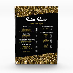 Beauty Nail Salon Preisliste Menü Gold Konfetti Fotoblock